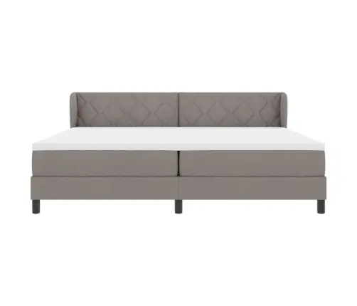 Kontinentālā Gulta Ar Matraci Pelēkbrūna 200 X 200 Cm Audums Vidaxl