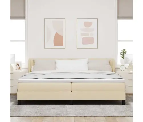 Kastītes Atsperu Gulta Ar Matraci Krēmkrāsa 200 X 200 Cm Audums Vidaxl