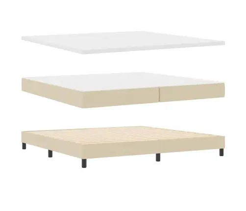 Kastītes Atsperu Gulta Ar Matraci Krēmkrāsa 200 X 200 Cm Audums Vidaxl