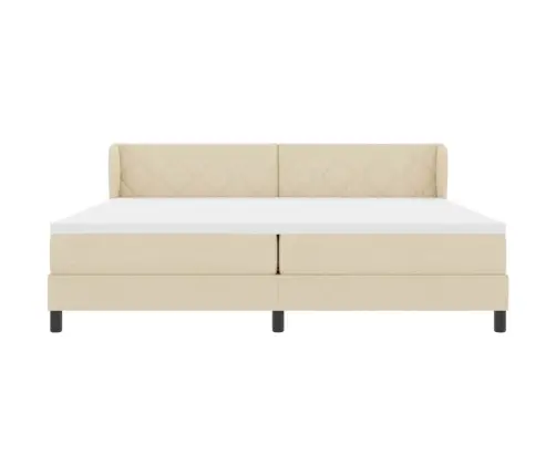 Kastītes Atsperu Gulta Ar Matraci Krēmkrāsa 200 X 200 Cm Audums Vidaxl