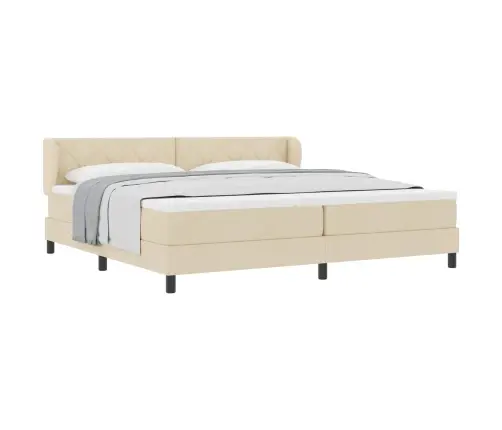 Kastītes Atsperu Gulta Ar Matraci Krēmkrāsa 200 X 200 Cm Audums Vidaxl