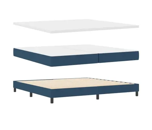 Gultas Pamatne Ar Matraču Zila 200X200 Cm Audums Vidaxl