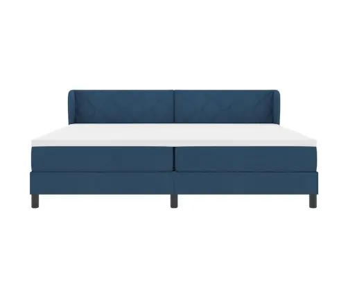 Gultas Pamatne Ar Matraču Zila 200X200 Cm Audums Vidaxl