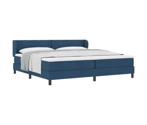 Gultas Pamatne Ar Matraču Zila 200X200 Cm Audums Vidaxl