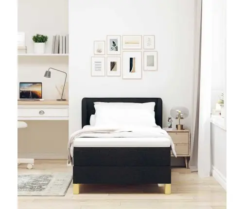 Gultas Kaste Ar Matraci Melnā 80X200 Cm Audums Vidaxl