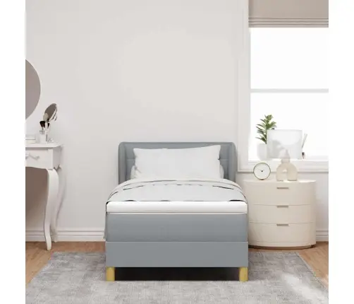 Gultas Pamatne Ar Matraci Gaiši Pelēka 90X200 Cm Audums Vidaxl