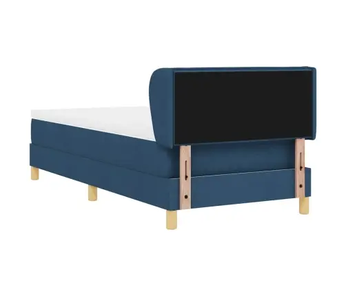 Gultas Pamatne Ar Matraču Zila 90X200 Cm Audums Vidaxl