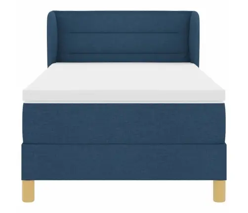 Gultas Pamatne Ar Matraču Zila 90X200 Cm Audums Vidaxl