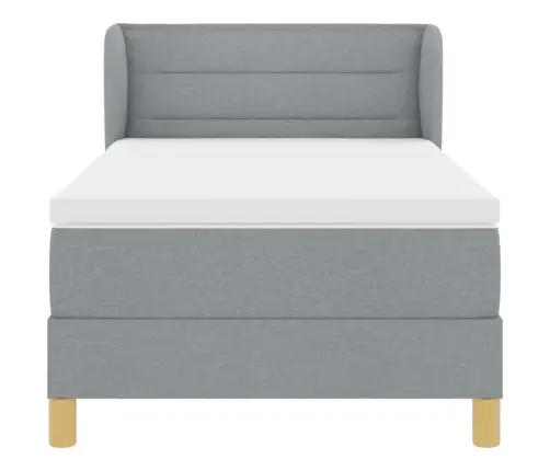 Spyruoklinė Lova Su Čiužiniu Kreminė 90X200 Cm Šviesiai Pilka