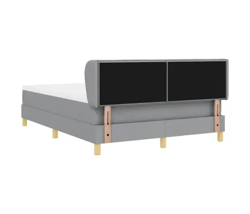 Kiemas Lova Su Čiužiniu Šviesiai Pilka 140 X 190 Cm Audinys