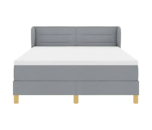 Kiemas Lova Su Čiužiniu Šviesiai Pilka 140 X 190 Cm Audinys