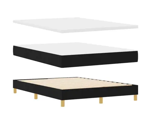 Kastītes Atsperu Gulta Ar Matraci Melna 140 X 190 Cm Audums Vidaxl