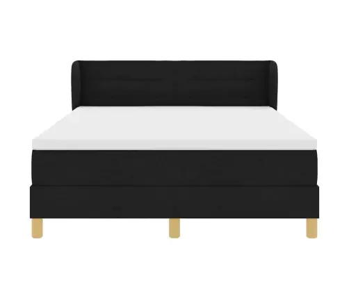 Kastītes Atsperu Gulta Ar Matraci Melna 140 X 190 Cm Audums Vidaxl