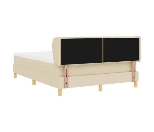 Kastītes Atsperu Gulta Ar Matraci Krēmkrāsa 140 X 190 Cm Audums Vidaxl