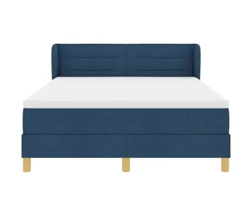 Kastītes Atsperu Gulta Ar Matraci Zila 140 X 190 Cm Audums Vidaxl