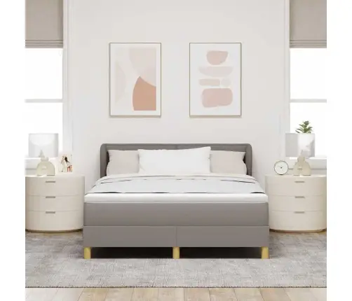 Gulta Ar Atsperēm Un Matraci Krēmkrāsā 90X200 Cm Fabric Vidaxl