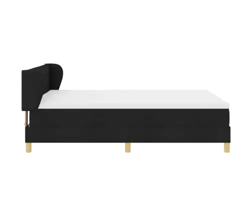 Kastītes Atsperu Gulta Ar Matraci Melna 160 X 200 Cm Audums Vidaxl