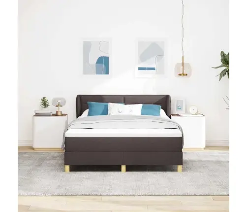 Kastītes Atsperu Gulta Tumši Brūna 160 X 200 Cm Audums Vidaxl