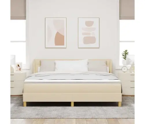 Kastītes Atsperu Gulta Ar Matraci Krēmkrāsa 180 X 200 Cm Audums Vidaxl