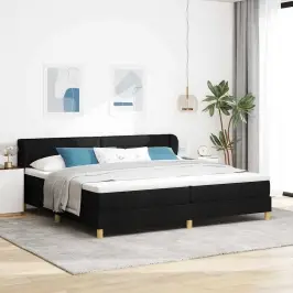 Gulta Ar Atsperēm Un Matraci Krēmkrāsā 90X200 Cm Fabric Melna Vidaxl
