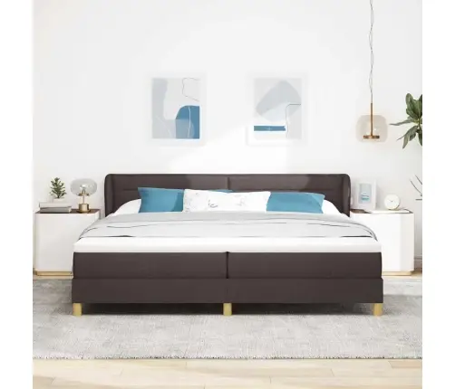 Voodiraam Vedrudega Ja Madratsiga Kreem 90X200 Cm Tumepruun