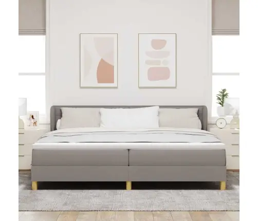 Kastītes Atsperu Gulta Pelēkbrūna 200 X 200 Cm Audums Vidaxl