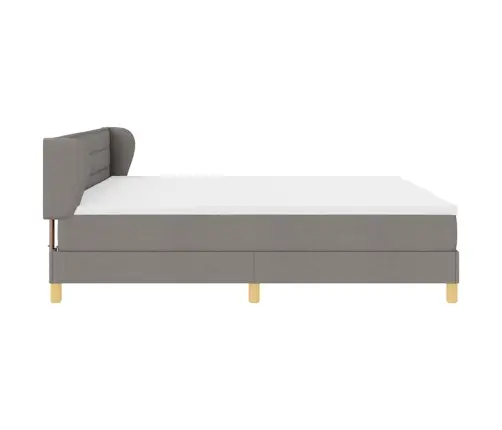 Kastītes Atsperu Gulta Pelēkbrūna 200 X 200 Cm Audums Vidaxl