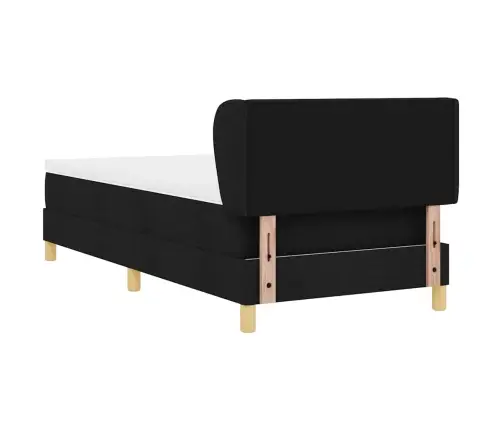 Melna Auduma Gultas Pamatne Ar Matraču 100X200 Cm Vidaxl