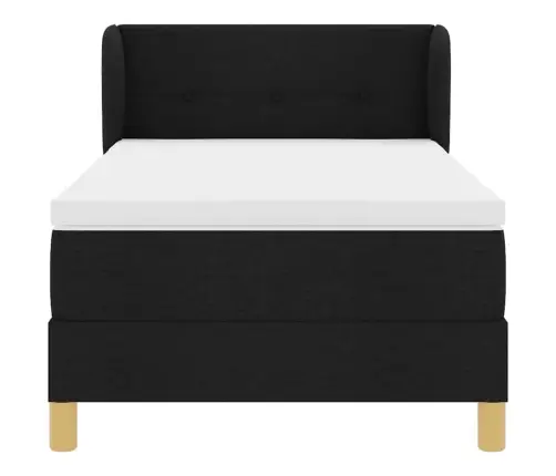 Melna Auduma Gultas Pamatne Ar Matraču 100X200 Cm Vidaxl