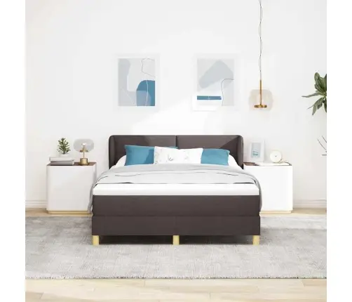 Kastītes Atsperu Gulta Tumši Brūna 140 X 190 Cm Audums Vidaxl