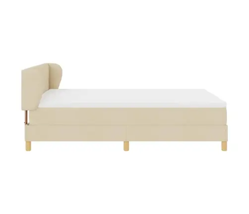 Kastītes Atsperu Gulta Ar Matraci Krēmkrāsa 140 X 190 Cm Audums Vidaxl