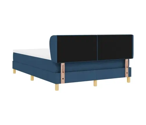 Kastītes Atsperu Gulta Ar Matraci Zila 140 X 190 Cm Audums Vidaxl