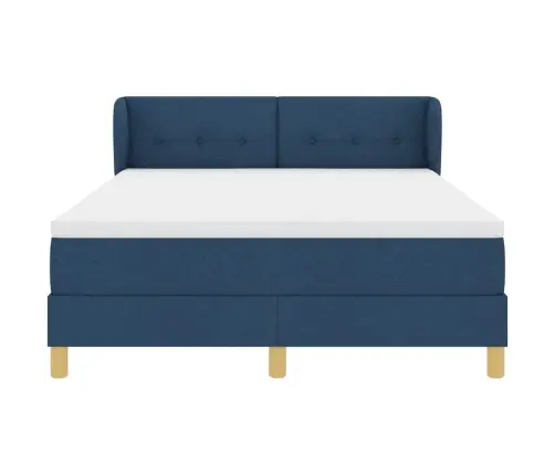 Kastītes Atsperu Gulta Ar Matraci Zila 140 X 190 Cm Audums Vidaxl