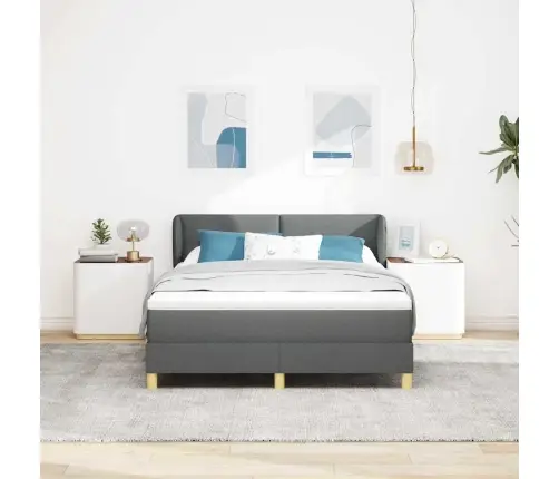 Gulta Ar Atsperēm Un Matraci Krēmkrāsā 90X200 Cm Fabric Vidaxl