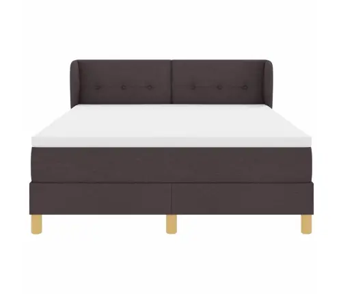 Kiemas Lova Su Čiužiniu Tamsiai Rudas 140 X 200 Cm Audinys