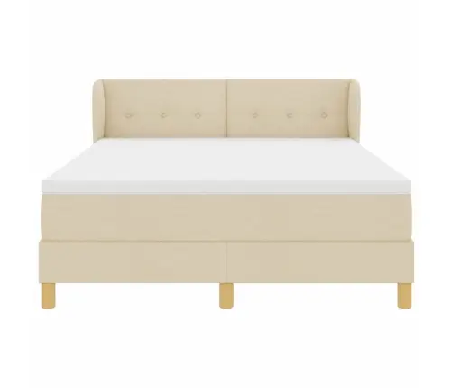 Kastītes Atsperu Gulta Ar Matraci Krēmkrāsa 140 X 200 Cm Audums Vidaxl