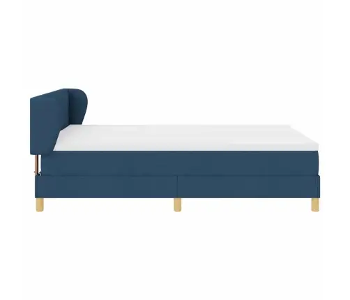 Kastītes Atsperu Gulta Ar Matraci Zila 140 X 200 Cm Audums Vidaxl