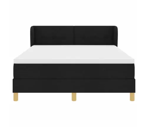 Gulta Ar Atsperēm Un Matraci Krēmkrāsā 90X200 Cm Fabric Melna Vidaxl