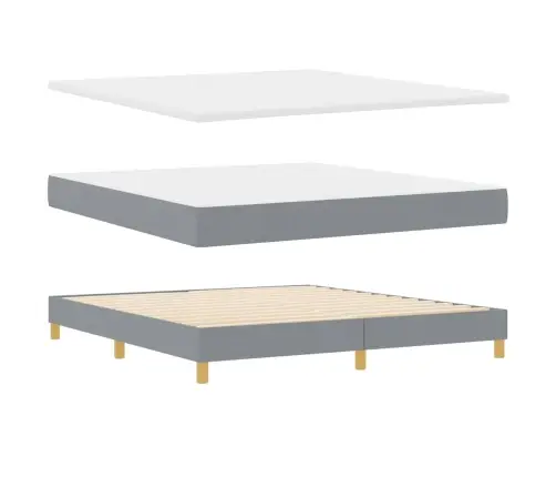 Kiemas Lova Su Čiužiniu Šviesiai Pilka 180 X 200 Cm Audinys