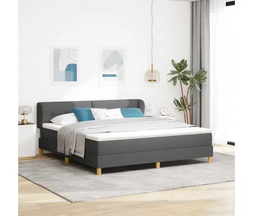 Kastītes Atsperu Gulta Tumši Pelēka 180 X 200 Cm Audums Vidaxl