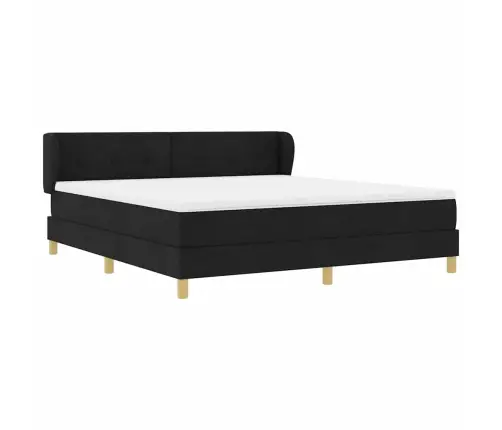 Kastītes Atsperu Gulta Ar Matraci Melna 180 X 200 Cm Audums Vidaxl