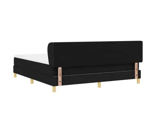 Kastītes Atsperu Gulta Ar Matraci Melna 180 X 200 Cm Audums Vidaxl