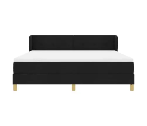 Kastītes Atsperu Gulta Ar Matraci Melna 180 X 200 Cm Audums Vidaxl