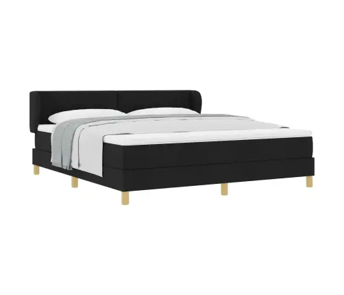 Kastītes Atsperu Gulta Ar Matraci Melna 180 X 200 Cm Audums Vidaxl