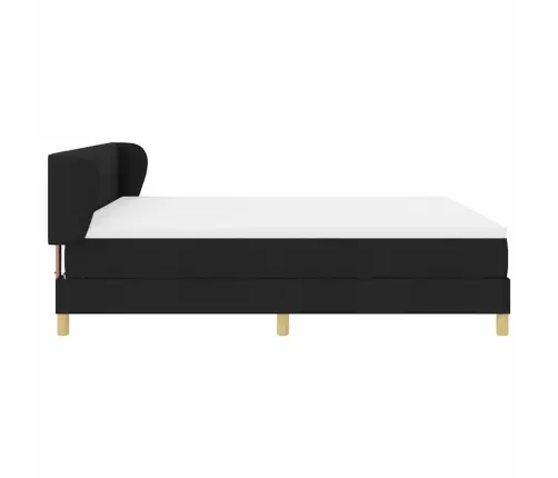 Kastītes Atsperu Gulta Ar Matraci Melna 180 X 200 Cm Audums Vidaxl