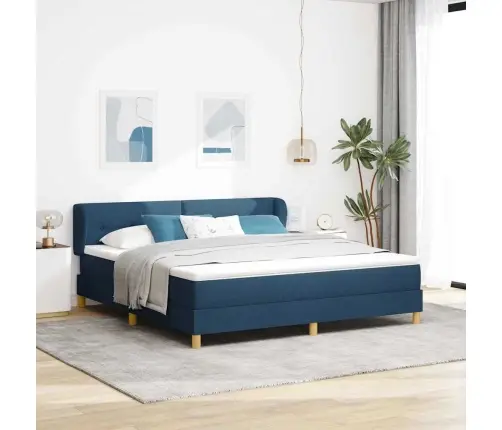 Kastītes Atsperu Gulta Ar Matraci Zila 180 X 200 Cm Audums Vidaxl