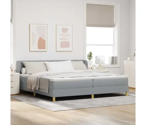 Gultas Rāmis Ar Matraci Gaiši Pelēks 200X200 Cm Audums Vidaxl