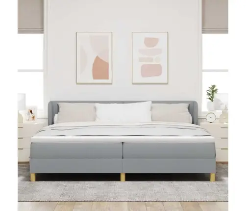 Gultas Rāmis Ar Matraci Gaiši Pelēks 200X200 Cm Audums Vidaxl