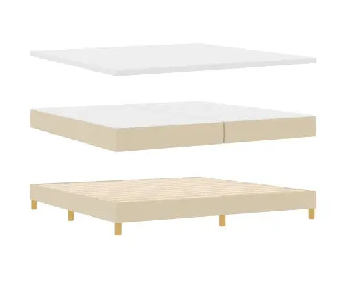 Kastītes Atsperu Gulta Ar Matraci Krēmkrāsa 200 X 200 Cm Audums Vidaxl