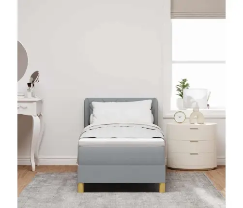 Boksspring Gulta Ar Matraci Gaiši Pelēks 80X200 Cm Audums Vidaxl